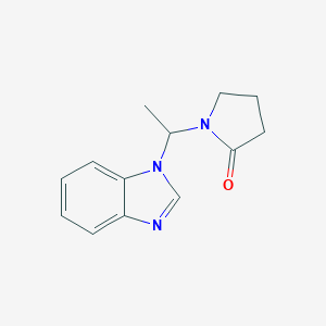 molecular formula C13H15N3O B126937 1-(2-Oxopyrrolidin-1-yl)-1-(benzimidazol-1-yl)ethane CAS No. 149775-62-2