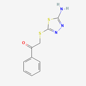 molecular formula C10H9N3OS2 B1269389 2-(5-Amino-[1,3,4]thiadiazol-2-ylsulfanyl)-1-phenylethanone CAS No. 300726-25-4