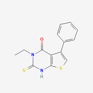 molecular formula C14H12N2OS2 B1269417 3-Ethyl-2-mercapto-5-phenyl-3H-thieno[2,3-d]pyrimidin-4-one CAS No. 132605-28-8