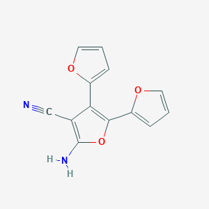 molecular formula C13H8N2O3 B1269427 2-Amino-3-cyano-4,5-di(fur-2-yl)furan CAS No. 24386-17-2