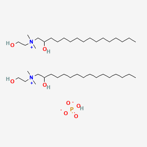 molecular formula C40H89N2O8P B12695166 Bis((2-hydroxyethyl)(2-hydroxyhexadecyl)dimethylammonium) hydrogenphosphate CAS No. 85006-13-9