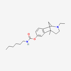 molecular formula C21H32N2O2 B12695210 Carbamic acid, hexyl-, 2-ethyl-2,3,4,5-tetrahydro-5-methyl-1,5-methano-1H-2-benzazepin-7-yl ester, (+-)- CAS No. 156693-48-0