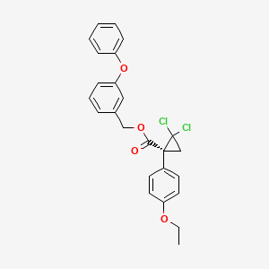 molecular formula C25H22Cl2O4 B12695256 Cyclopropanecarboxylic acid, 2,2-dichloro-1-(4-ethoxyphenyl)-, (3-phenoxyphenyl)methyl ester, (S)- CAS No. 67597-21-1
