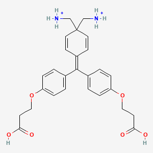 molecular formula C27H32N2O6+2 B12695293 (4-(4,4'-Bis(2-carboxyethoxy)benzhydrylidene)cyclohexa-2,5-dien-1-ylidene)dimethylammonium CAS No. 69059-95-6