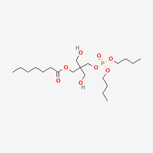 molecular formula C20H41O8P B12695354 Heptanoic acid, ester with 2,2-bis(hydroxymethyl)-1,3-propanediol dibutyl phosphate CAS No. 71820-28-5
