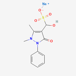 molecular formula C12H13N2NaO5S B12695371 Sodium 2,3-dihydro-alpha-hydroxy-1,5-dimethyl-3-oxo-2-phenyl-1H-pyrazole-4-methanesulphonate CAS No. 94088-41-2