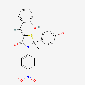 molecular formula C24H20N2O5S B12695489 4-Thiazolidinone, 5-((2-hydroxyphenyl)methylene)-2-(4-methoxyphenyl)-2-methyl-3-(4-nitrophenyl)- CAS No. 86128-76-9
