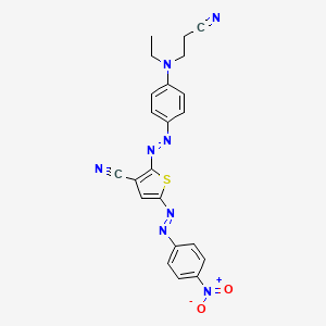 molecular formula C22H18N8O2S B12695532 2-((4-((2-Cyanoethyl)ethylamino)phenyl)azo)-5-((4-nitrophenyl)azo)thiophene-3-carbonitrile CAS No. 87606-56-2