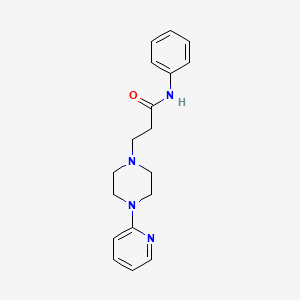 molecular formula C18H22N4O B12695589 1-Piperazinepropanamide, N-phenyl-4-(2-pyridinyl)- CAS No. 86523-85-5