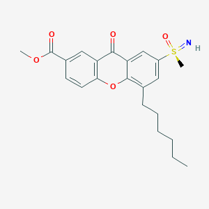 molecular formula C22H25NO5S B12695618 Methyl 5-hexyl-7-(S-methylsulphonimidoyl)-9-oxo-9H-xanthene-2-carboxylate CAS No. 58762-16-6
