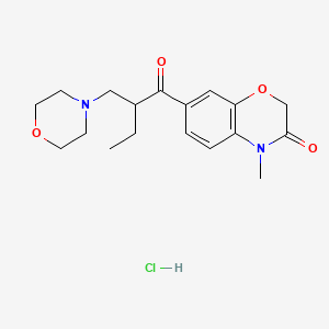 molecular formula C18H25ClN2O4 B12695644 2H-1,4-Benzoxazin-3(4H)-one, 4-methyl-7-(2-(4-morpholinylmethyl)-1-oxobutyl)-, monohydrochloride CAS No. 135420-38-1