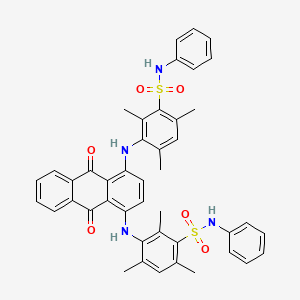 molecular formula C44H40N4O6S2 B12695792 Benzenesulfonamide, 3,3'-((9,10-dihydro-9,10-dioxo-1,4-anthracenediyl)diimino)bis(2,4,6-trimethyl-N-phenyl- CAS No. 71850-61-8