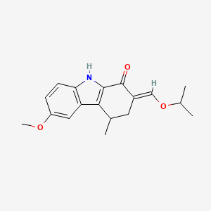 molecular formula C18H21NO3 B12695803 2,3,4,9-Tetrahydro-2-(isopropoxymethylene)-6-methoxy-4-methyl-1H-carbazol-1-one CAS No. 72237-74-2