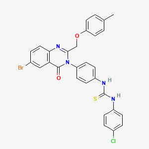 molecular formula C29H22BrClN4O2S B12695861 Thiourea, N-(4-(6-bromo-2-((4-methylphenoxy)methyl)-4-oxo-3(4H)-quinazolinyl)phenyl)-N'-(4-chlorophenyl)- CAS No. 118526-09-3