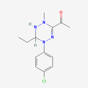 molecular formula C13H17ClN4O B12695868 Ethanone, 1-(1-(4-chlorophenyl)-6-ethyl-1,4,5,6-tetrahydro-4-methyl-1,2,4,5-tetrazin-3-yl)- CAS No. 125424-22-8