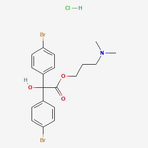 molecular formula C19H22Br2ClNO3 B12695900 Benzeneacetic acid, 4-bromo-alpha-(4-bromophenyl)-alpha-hydroxy-, 3-(dimethylamino)propyl ester, hydrochloride CAS No. 134871-09-3