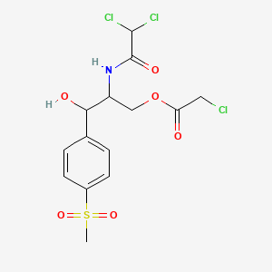 molecular formula C14H16Cl3NO6S B12695977 2-((Dichloroacetyl)amino)-3-hydroxy-3-(4-(methylsulphonyl)phenyl)propyl chloroacetate CAS No. 84824-83-9