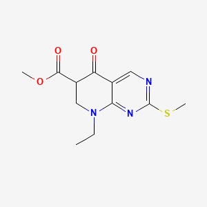 molecular formula C12H15N3O3S B12696001 Methyl 8-ethyl-5,6,7,8-tetrahydro-2-(methylthio)-5-oxopyrido[2,3-D]pyrimidine-6-carboxylate CAS No. 85702-59-6