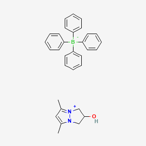 molecular formula C32H33BN2O B12696015 2-hydroxy-5,7-dimethyl-2,3-dihydro-1H-pyrazolo(1,2-a)pyrazol-4-ium tetraphenylborate(1-) CAS No. 33461-30-2