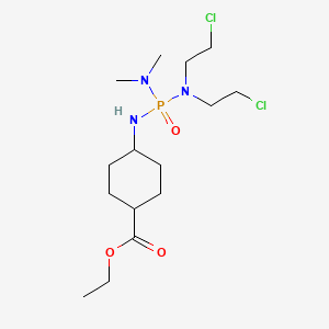 molecular formula C15H30Cl2N3O3P B12696158 Cyclohexanecarboxylic acid, 4-(((bis(2-chloroethyl)amino)(dimethylamino)phosphinyl)amino)-, ethyl ester, cis- CAS No. 117112-28-4