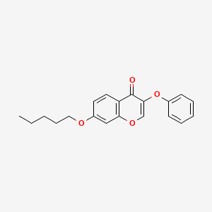 molecular formula C20H20O4 B12696170 4H-1-Benzopyran-4-one, 7-(pentyloxy)-3-phenoxy- CAS No. 137460-57-2