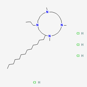 molecular formula C32H72Cl4N4 B12696201 1,5,9,13-Tetraazacycloheptadecane, 1,5,13-trimethyl-9-propyl-6-tridecyl-, tetrahydrochloride CAS No. 863972-94-5