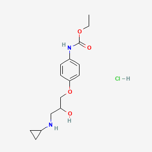 molecular formula C15H23ClN2O4 B12696219 Carbamic acid, (4-(3-(cyclopropylamino)-2-hydroxypropoxy)phenyl)-, ethyl ester, monohydrochloride CAS No. 83263-82-5