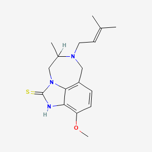 molecular formula C17H23N3OS B12696229 Imidazo(4,5,1-jk)(1,4)benzodiazepine-2(1H)-thione, 4,5,6,7-tetrahydro-10-methoxy-5-methyl-6-(3-methyl-2-butenyl)- CAS No. 257891-62-6