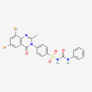 molecular formula C22H16Br2N4O4S B12696232 Benzenesulfonamide, 4-(6,8-dibromo-2-methyl-4-oxo-3(4H)-quinazolinyl)-N-((phenylamino)carbonyl)- CAS No. 113849-24-4