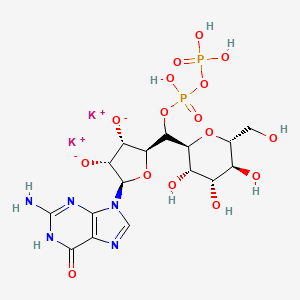 molecular formula C16H23K2N5O16P2 B12696290 Guanosine 5'-(trihydrogen diphosphate), mono-alpha-D-mannopyranosyl ester, dipotassium salt CAS No. 95648-85-4