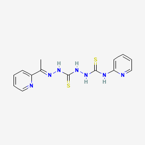 molecular formula C14H15N7S2 B12696297 Carbonothioic dihydrazide, N''-((2-pyridinylamino)thioxomethyl)-N'''-((1E)-1-(2-pyridinyl)ethylidene)- CAS No. 127142-23-8