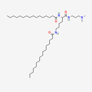 molecular formula C43H86N4O3 B12696313 N,N'-(1-(((3-(Dimethylamino)propyl)amino)carbonyl)pentane-1,5-diyl)bishexadecan-1-amide CAS No. 73072-14-7