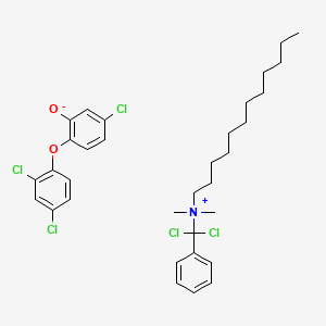 molecular formula C33H42Cl5NO2 B12696328 5-chloro-2-(2,4-dichlorophenoxy)phenolate;[dichloro(phenyl)methyl]-dodecyl-dimethylazanium CAS No. 94248-49-4