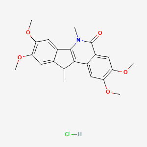 molecular formula C22H24ClNO5 B12696333 5H-Indeno(1,2-c)isoquinolin-5-one, 6,11-dihydro-6,11-dimethyl-2,3,8,9-tetramethoxy-, hydrochloride, (+-)- CAS No. 136540-27-7