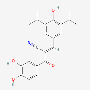 molecular formula C22H23NO4 B12696337 Benzenepropanenitrile, 3,4-dihydroxy-alpha-((4-hydroxy-3,5-bis(1-methylethyl)phenyl)methylene)-beta-oxo- CAS No. 906563-37-9