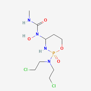 molecular formula C9H19Cl2N4O4P B12696351 Urea, N-(2-(bis(2-chloroethyl)amino)tetrahydro-2H-1,3,2-oxazaphosphorin-4-yl)-N-hydroxy-N'-methyl-, P-oxide CAS No. 97139-62-3