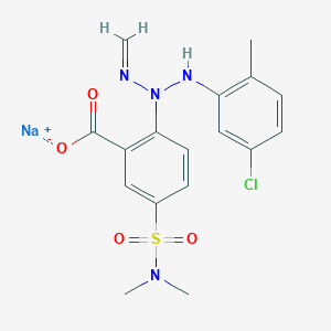 molecular formula C17H18ClN4NaO4S B12696356 Sodium 2-(3-(5-chloro-2-tolyl)-1-methyltriazen-2-yl)-5-((dimethylamino)sulphonyl)benzoate CAS No. 85030-43-9