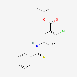 molecular formula C18H18ClNO2S B12696361 Benzoic acid, 2-chloro-5-(((2-methylphenyl)thioxomethyl)amino)-, 1-methylethyl ester CAS No. 135812-55-4