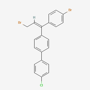 molecular formula C21H15Br2Cl B12696372 (E)-4-[3-Bromo-1-(4-bromophenyl)-1-propenyl]-4'-chloro-1,1'-biphenyl CAS No. 97338-00-6