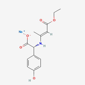 molecular formula C14H16NNaO5 B12696408 Sodium (R)-((3-ethoxy-1-methyl-3-oxoprop-1-enyl)amino)(4-hydroxyphenyl)acetate CAS No. 83515-98-4