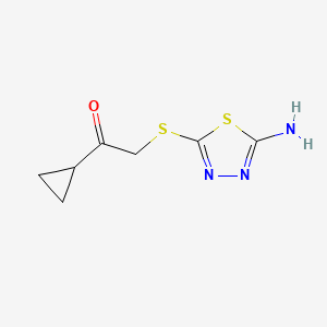 molecular formula C7H9N3OS2 B1269642 2-(5-Amino-[1,3,4]thiadiazol-2-ylsulfanyl)-1-cyclopropyl-ethanone CAS No. 309283-44-1