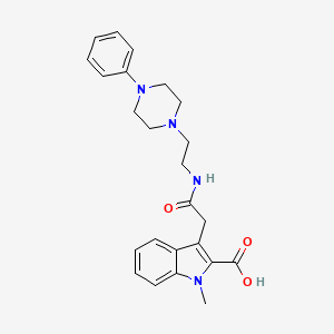 molecular formula C24H28N4O3 B12696470 1H-Indole-2-carboxylic acid, 1-methyl-3-(2-oxo-2-((2-(4-phenyl-1-piperazinyl)ethyl)amino)ethyl)- CAS No. 184691-31-4
