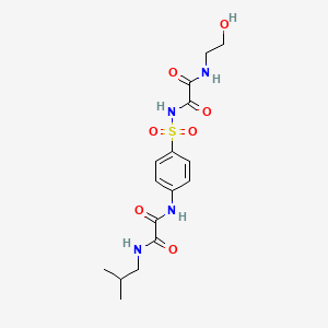 molecular formula C16H22N4O7S B12696496 Ethanediamide, N-(4-(((((2-hydroxyethyl)amino)oxoacetyl)amino)sulfonyl)phenyl)-N'-(2-methylpropyl)- CAS No. 81717-34-2