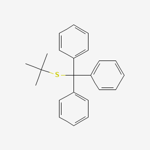 molecular formula C23H24S B12696499 Benzene, 1,1',1''-(((1,1-dimethylethyl)thio)methylidyne)tris- CAS No. 6552-55-2