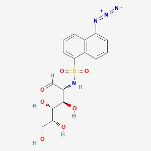 molecular formula C16H18N4O7S B126965 N-(1-Azido-5-naphthalenesulfonyl)galactosamine CAS No. 140485-27-4