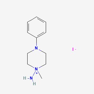 molecular formula C11H18IN3 B12696523 1-Amino-1-methyl-4-phenylpiperazinium iodide CAS No. 116876-96-1