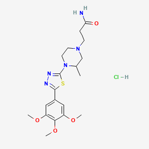 molecular formula C19H28ClN5O4S B12696543 1-Piperazinepropanamide, 4-methyl-N-(5-(3,4,5-trimethoxyphenyl)-1,3,4-thiadiazol-2-yl)-, monohydrochloride CAS No. 154663-22-6
