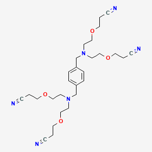 molecular formula C28H40N6O4 B12696550 3,3',3'',3'''-(p-Phenylenebis(methylenenitrilobis(ethyleneoxy)))tetrakis(propiononitrile) CAS No. 93882-04-3