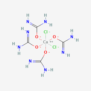 molecular formula C4H12CaCl2N8O4-4 B12696560 Calcium, dichlorotetrakis(urea-O)- CAS No. 124-45-8