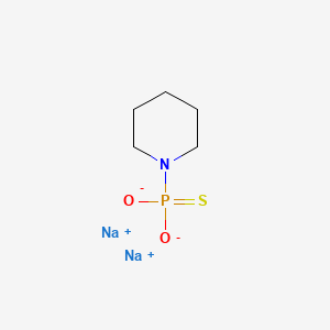 molecular formula C5H10NNa2O2PS B12696636 Phosphonothioic acid, 1-piperidinyl-, disodium salt CAS No. 84439-63-4